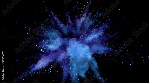 Explosion of coloured powder on black background. © Jag_cz