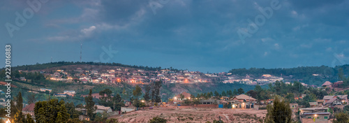 Fototapeta Naklejka Na Ścianę i Meble -  View of the hilly horizon in Nyamirambo, an outlying part of Kigali, Rwanda