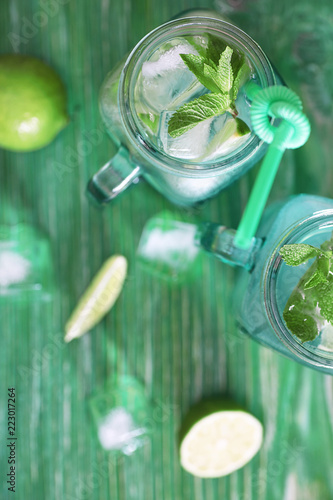 Lemonade from lime and mint