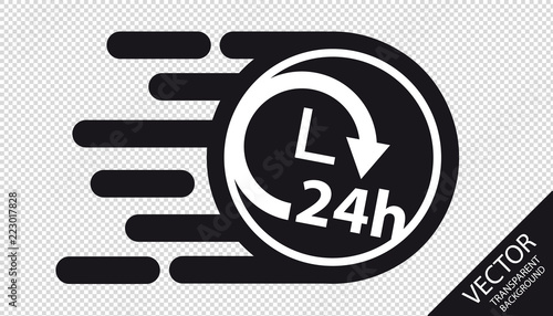Speed Flat Icon Delivery 24h Service Concept - Vector Illustration - Isolated On Transparent Background
