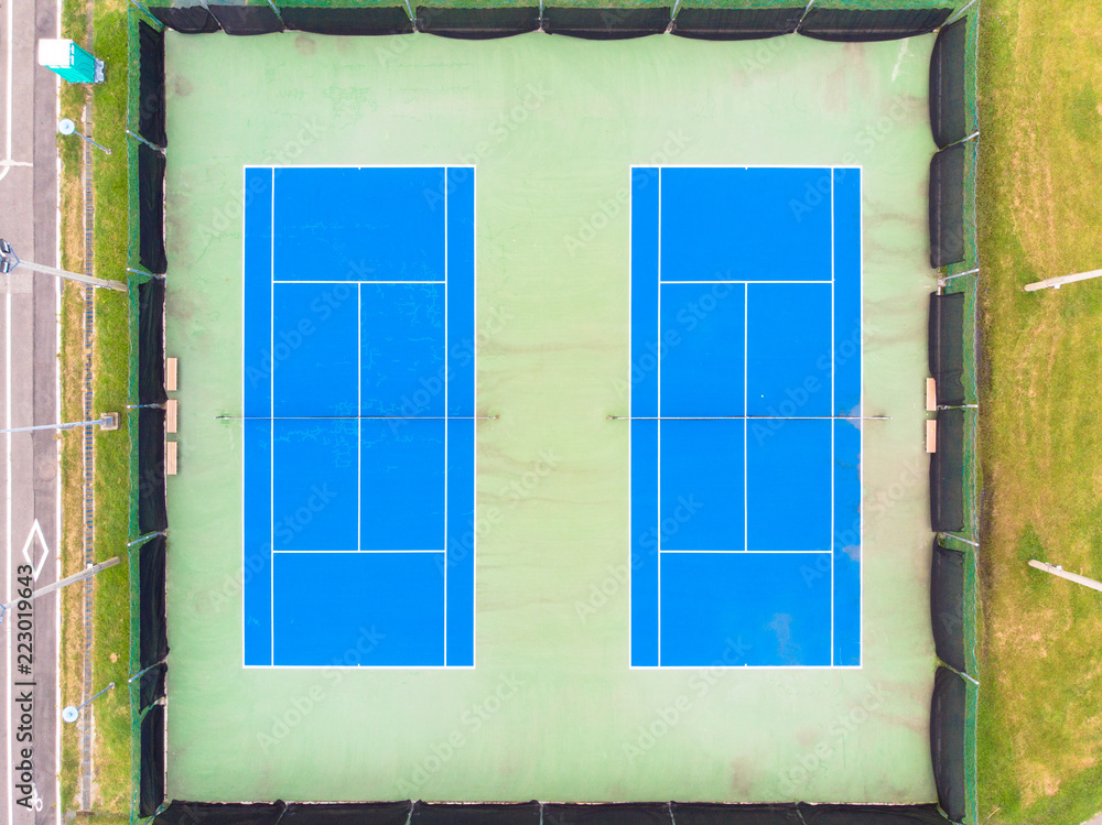Aerial shot of a tennis courts.