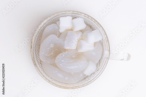 Nipa palm fruit and macapuno coconut ,gelatinous coconut, in syrup