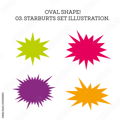 Starburst speech bubble set oval shape. Vector illustration