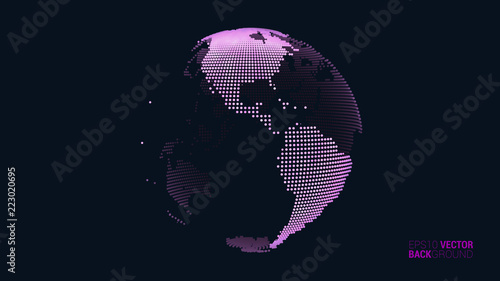 Vector abstract dotted globe views over North and South America