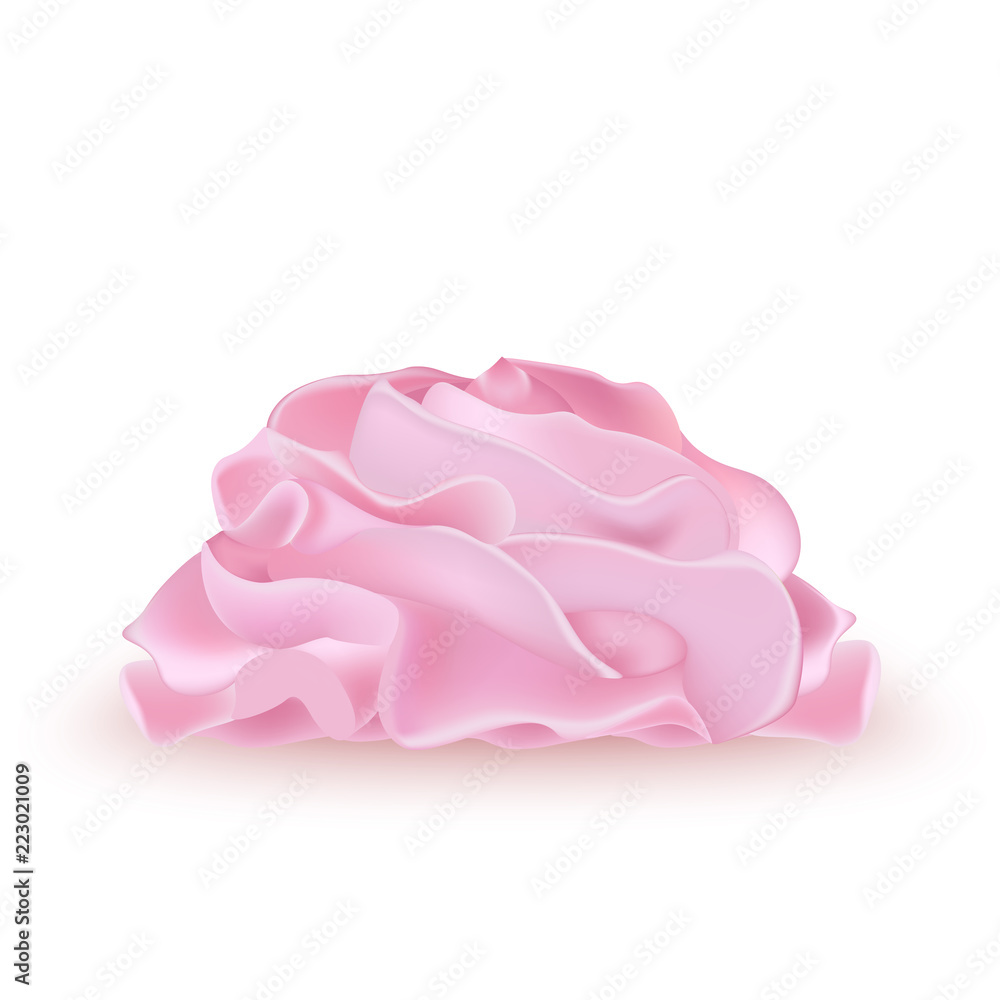 Pink whipped cream for ice cream, yogurt, cupcake, cake. Detailed 3d Illustration Isolated On White. Design Element For Web Or Print Packaging. Pink whipped cream for ice cream, yogurt, cupcake, cake. Detailed 3d Illustration Isolated On White. Design Element For Web Or Print Packaging.