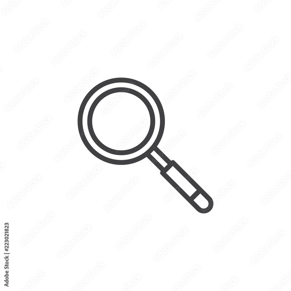 Magnifying glass outline icon. linear style sign for mobile concept and web design. Magnifier, loupe simple line vector icon. Search symbol, logo illustration. Pixel perfect vector graphics Magnifying glass outline icon. linear style sign for mobile concept and web design. Magnifier, loupe simple line vector icon. Search symbol, logo illustration. Pixel perfect vector graphics