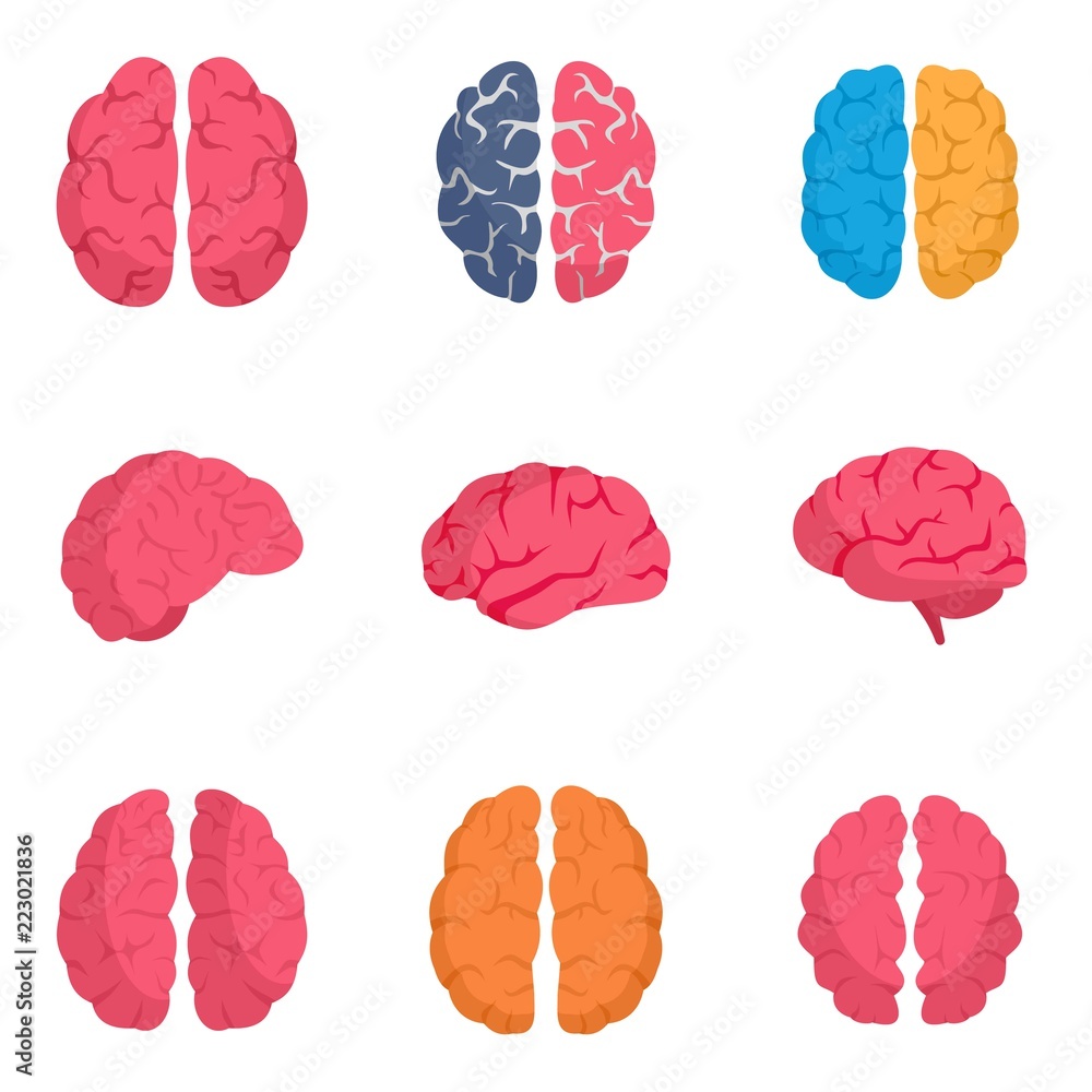 Genius brain icon set. Flat set of genius brain vector icons for web design Genius brain icon set. Flat set of genius brain vector icons for web design
