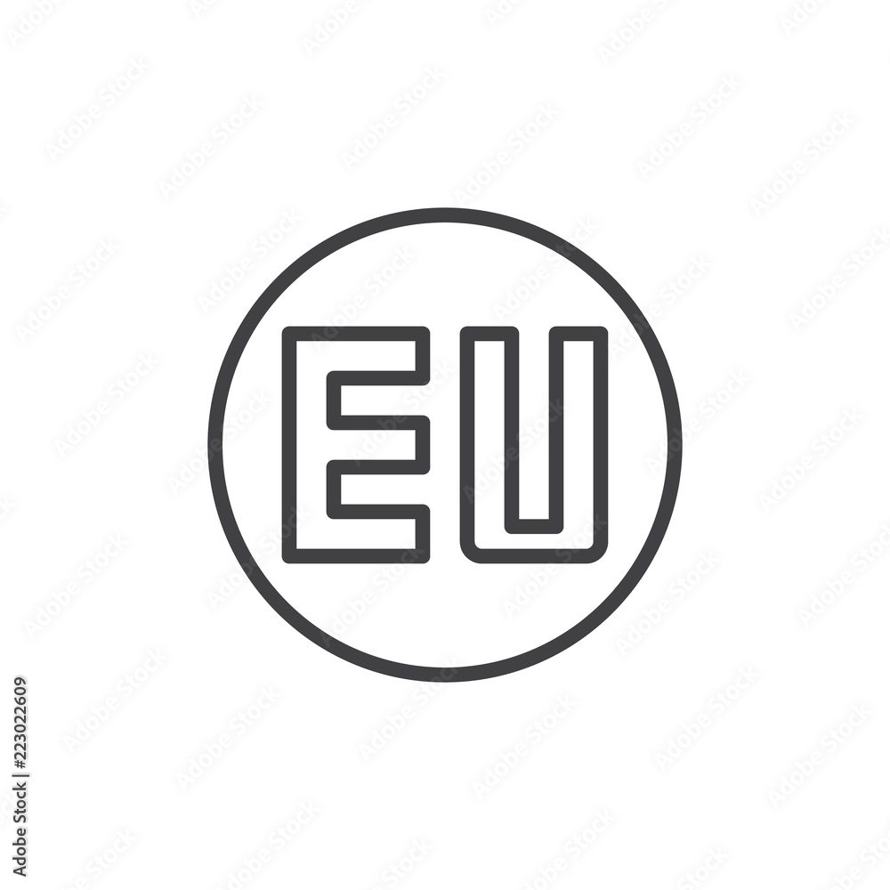 Eu sign outline icon. linear style sign for mobile concept and web design. simple line vector icon. Symbol, logo illustration. Pixel perfect vector graphics