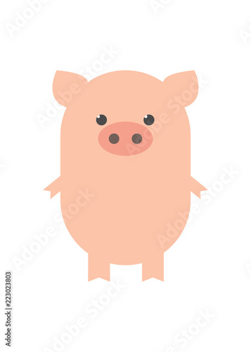 A pig, a pink, funny pig. The year of the pig. Cartoon, vector © All5