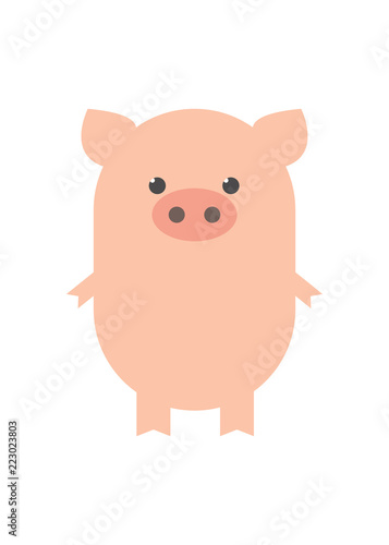 A pig, a pink, funny pig. The year of the pig. Cartoon, vector