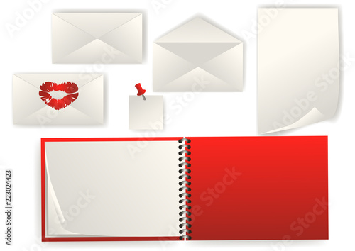 set of envelope and paper