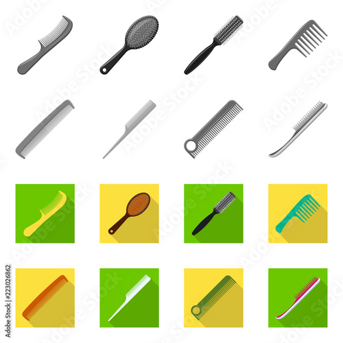 Vector illustration of brush and hair icon. Collection of brush and hairbrush stock symbol for web.