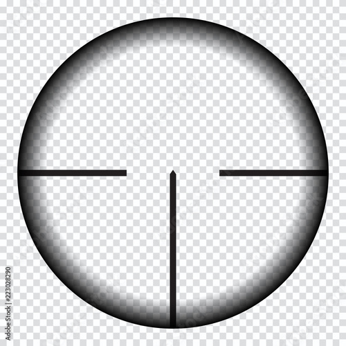 Realistic sniper sight with measurement marks. Sniper scope template isolated on transparent background.