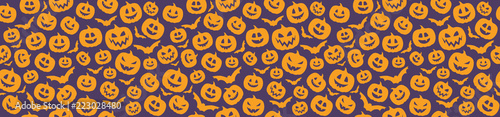 Halloween - concept of seamless pattern with pumpkins. Vector.