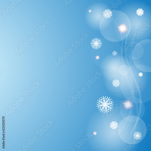 Abstract Christmas card with lights and white snowflakes