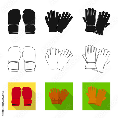 Vector illustration of glove and winter icon. Set of glove and equipment vector icon for stock.