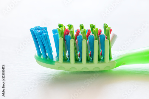 toothbrush close-up macro on white background