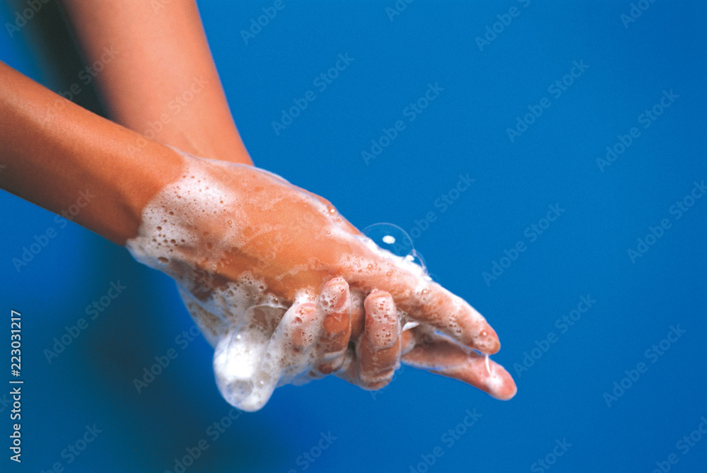 Hands of woman covered with soap Hands of woman covered with soap