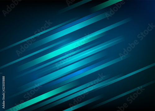Abstract blue background with light diagonal lines. Speed motion design. Dynamic sport texture. Technology stream vector illustration.