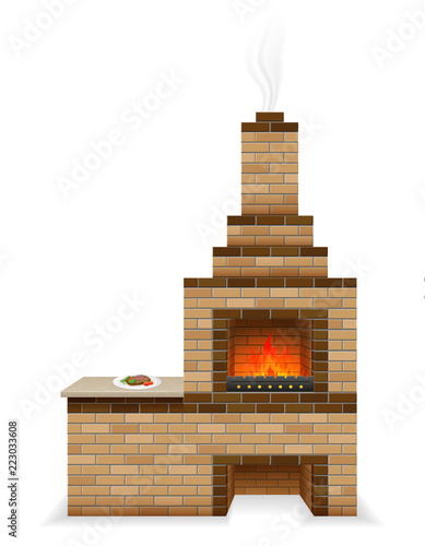 barbecue oven built of bricks vector illustration