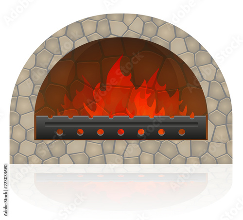 burning fire in the fireplace vector illustration