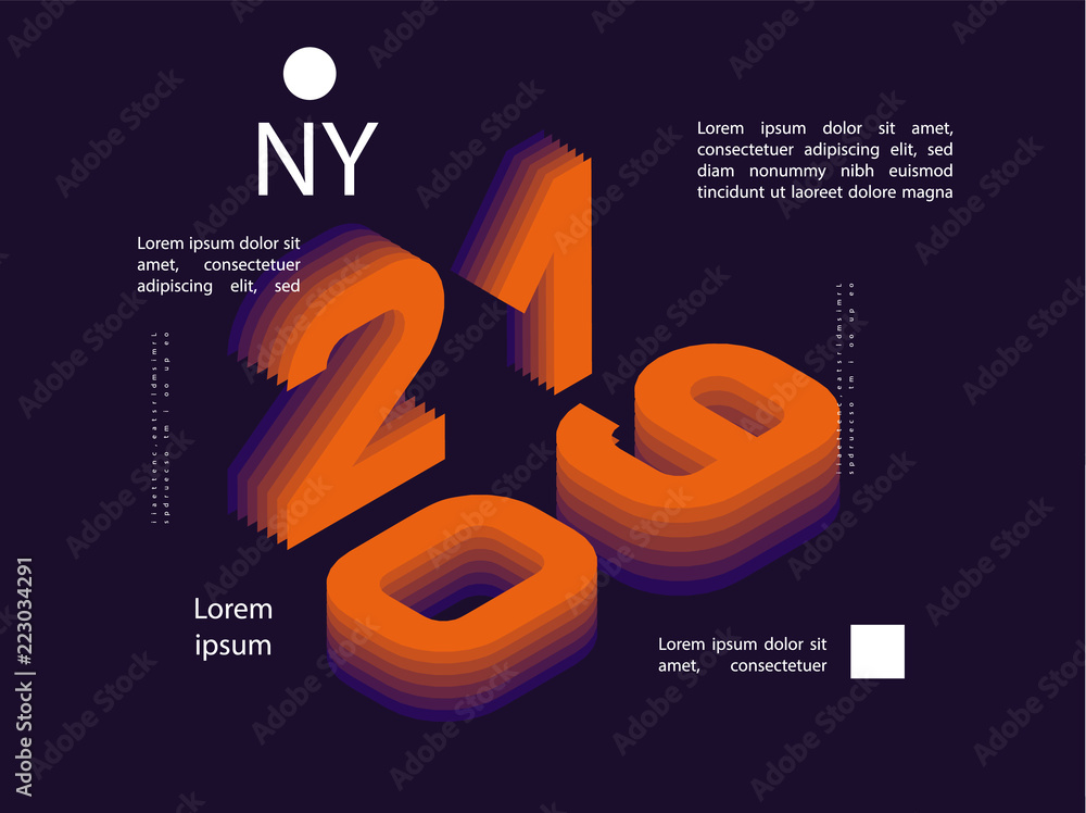 Naklejka premium 2019 Colored . Banner with 2019 Numbers. Vector New Year illustration.