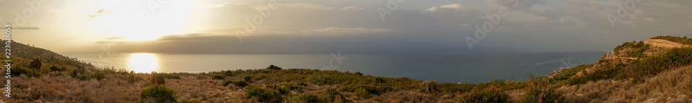 A sunrise in Oropesa in panoramic format