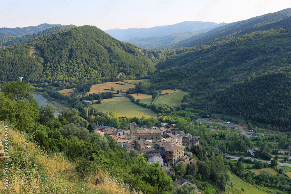 View of Boltana, a picturesque and small village in Huesca, Spain