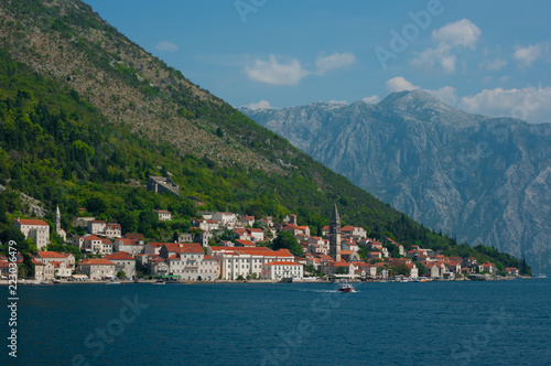 Fototapeta Naklejka Na Ścianę i Meble -  The town of Perast. This town is located on the shores of Boka Kotorska bay in Montenegro.