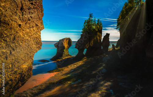 Hopewell Rocks at Low Tide. At Hopewell Rocks one can experience the world's highest tides and take a walk on the ocean floor. Located in New Brunswick, New England, Canada.