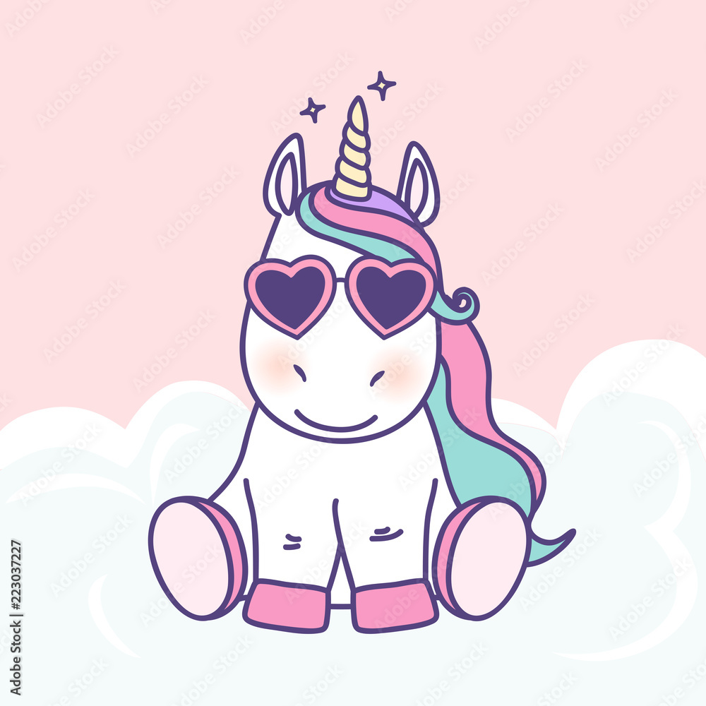 Cute cartoon unicorn vector graphic design. Hand drawn baby unicorn  character illustration for nursery design, poster, greeting, birthday card,  baby shower design and party decor Stock Vector | Adobe Stock