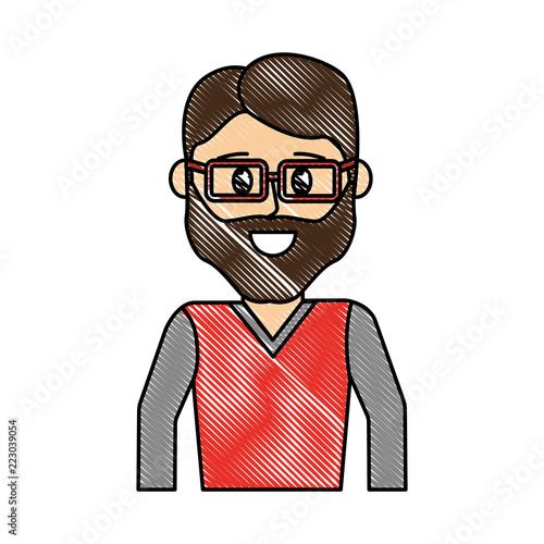 grated happy man wearing glasses and casual shirt