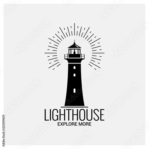 Obraz na plátně lighthouse navigation logo vintage on white background