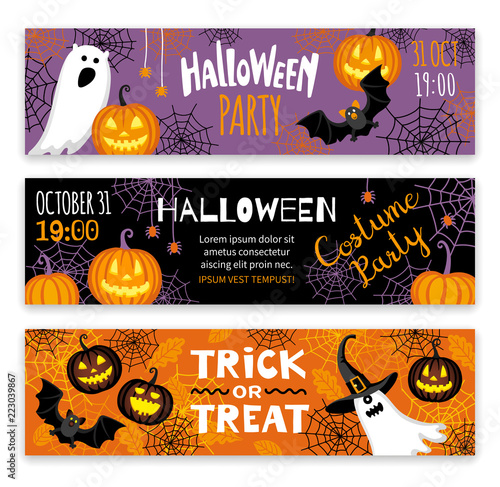 Collection of halloween banner templates. 