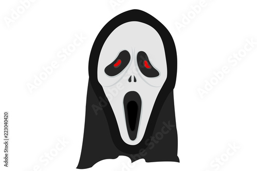 Calavera de la muerte con capucha negra.