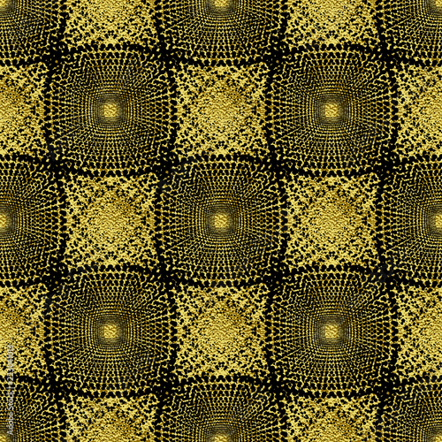 Abstract geometric pattern with points. A seamless vector background. Black and gold texture. Graphic modern pattern.