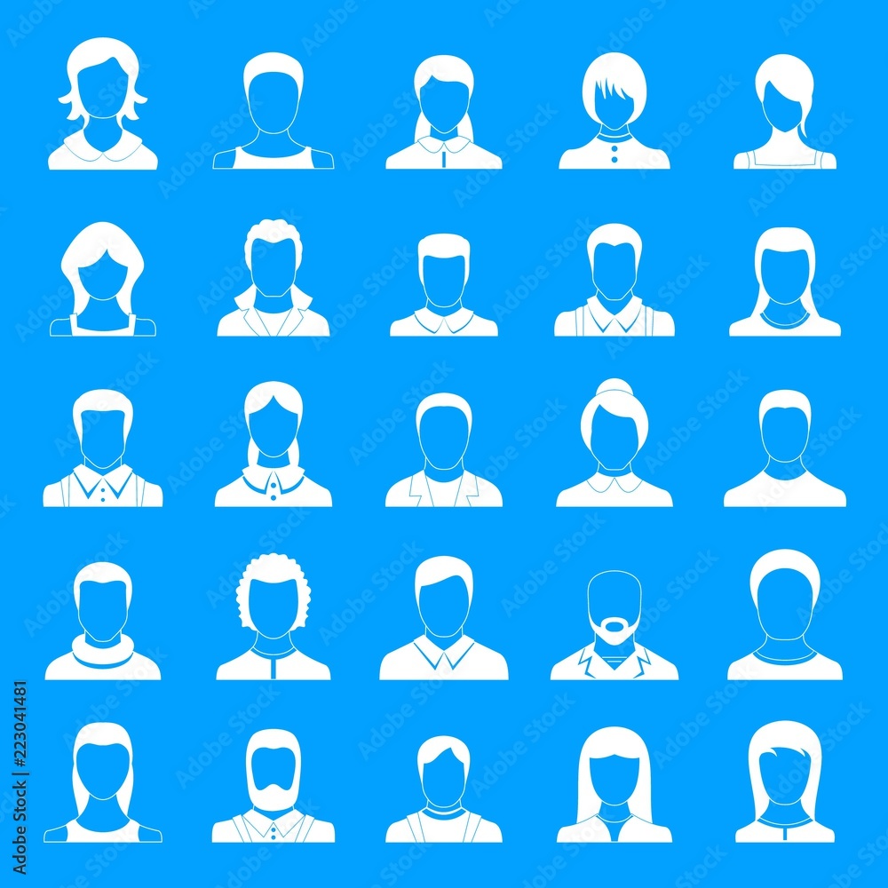 Avatar user icon set. Simple illustration of 25 avatar user vector icons for web