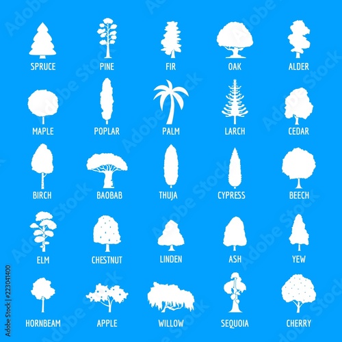 Tree icons set. Simple illustration of 25 tree vector icons for web