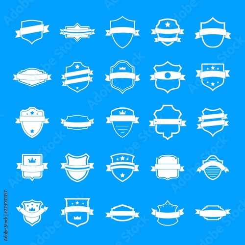 Shield badge icons set. Simple illustration of 25 shield badge vector icons for web