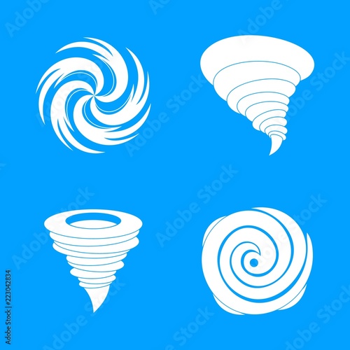hurricane storm tornado damage icons set. Simple illustration of 4 hurricane storm tornado damage vector icons for web