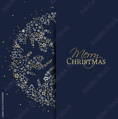 Vector illustration of a Christmas snowflake decoration made from stars. Happy Christmas background.
