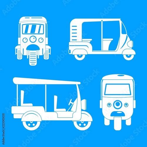 Tuk rickshaw Thailand icons set. Simple illustration of 4 tuk rickshaw Thailand vector icons for web