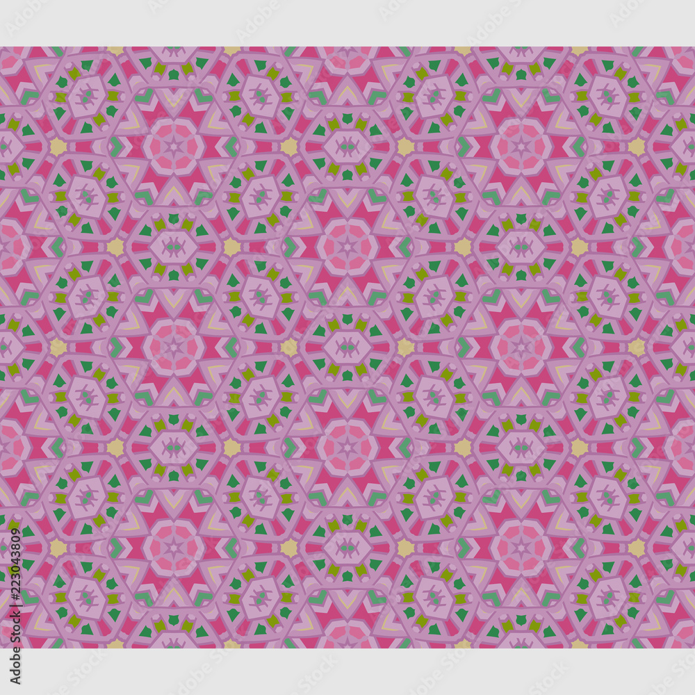 Nontrivial bright color abstract  geometric pattern, vector seamless, can be used for printing onto fabric, interior, design, textile, wallpapers, covers, background, paper, tile,towel,carpet, border