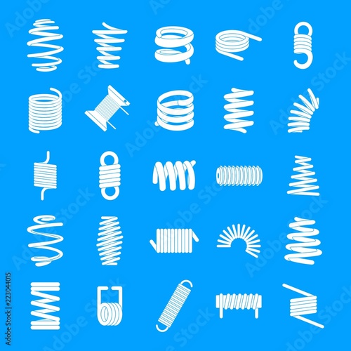 Coil spring cable icons set. Simple illustration of 25 coil spring cable vector icons for web