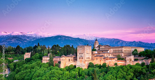 Colorful sunset over Alhambra