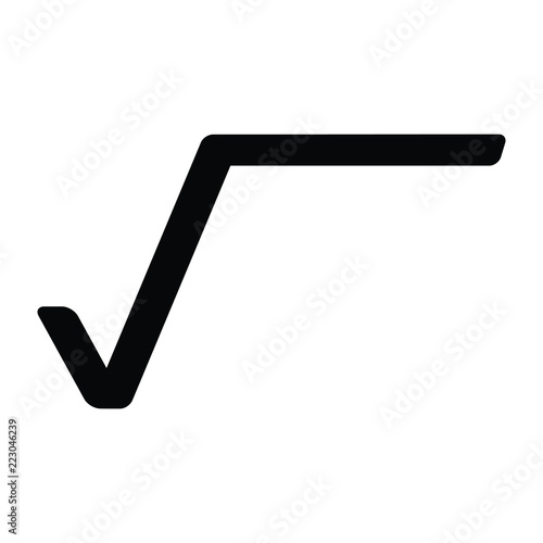 A black and white silhouette vector of a square root symbol