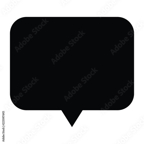 A black and white silhouette of a rectangular speech bubble 