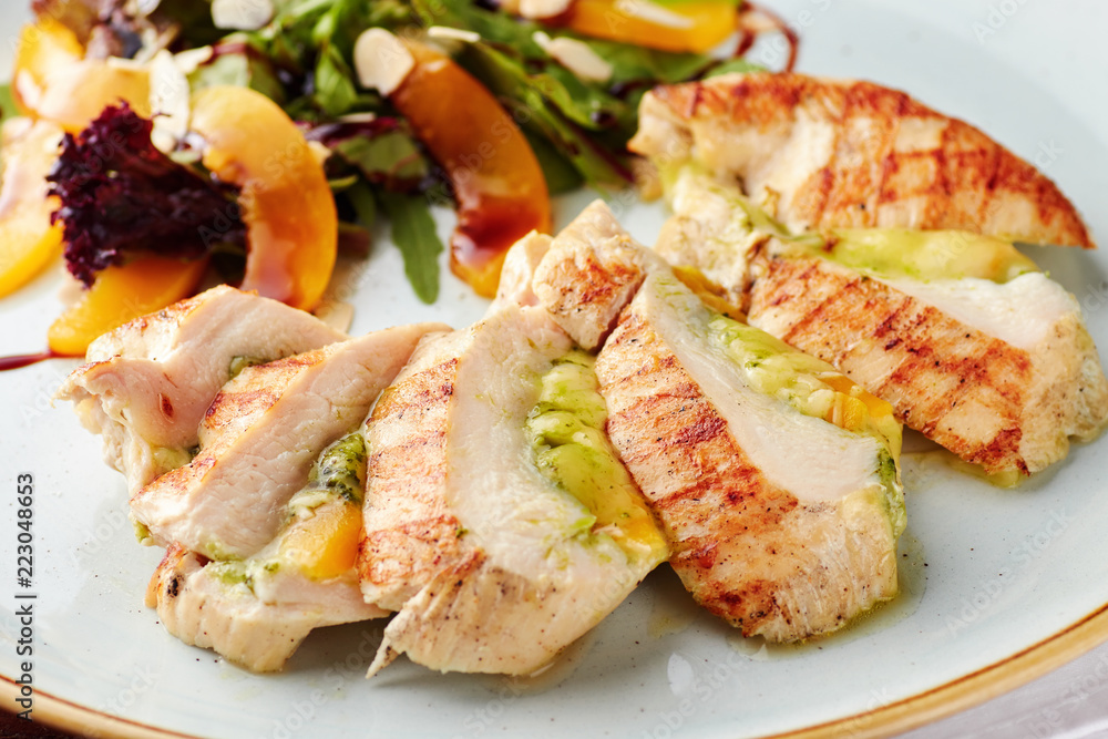 Stuffed chicken breast with salad Stuffed chicken breast with salad