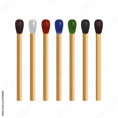 Match stick icon set on white background. 3d realistic vector illustration.