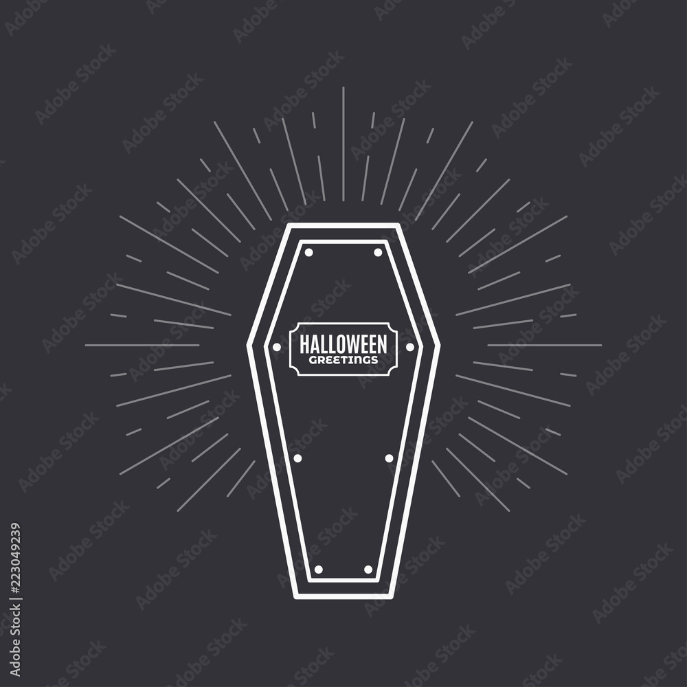Obraz premium Halloween party night coffin on black background